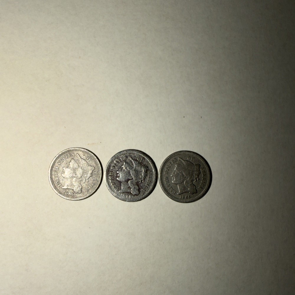 1865 3 Cent Copper Coins