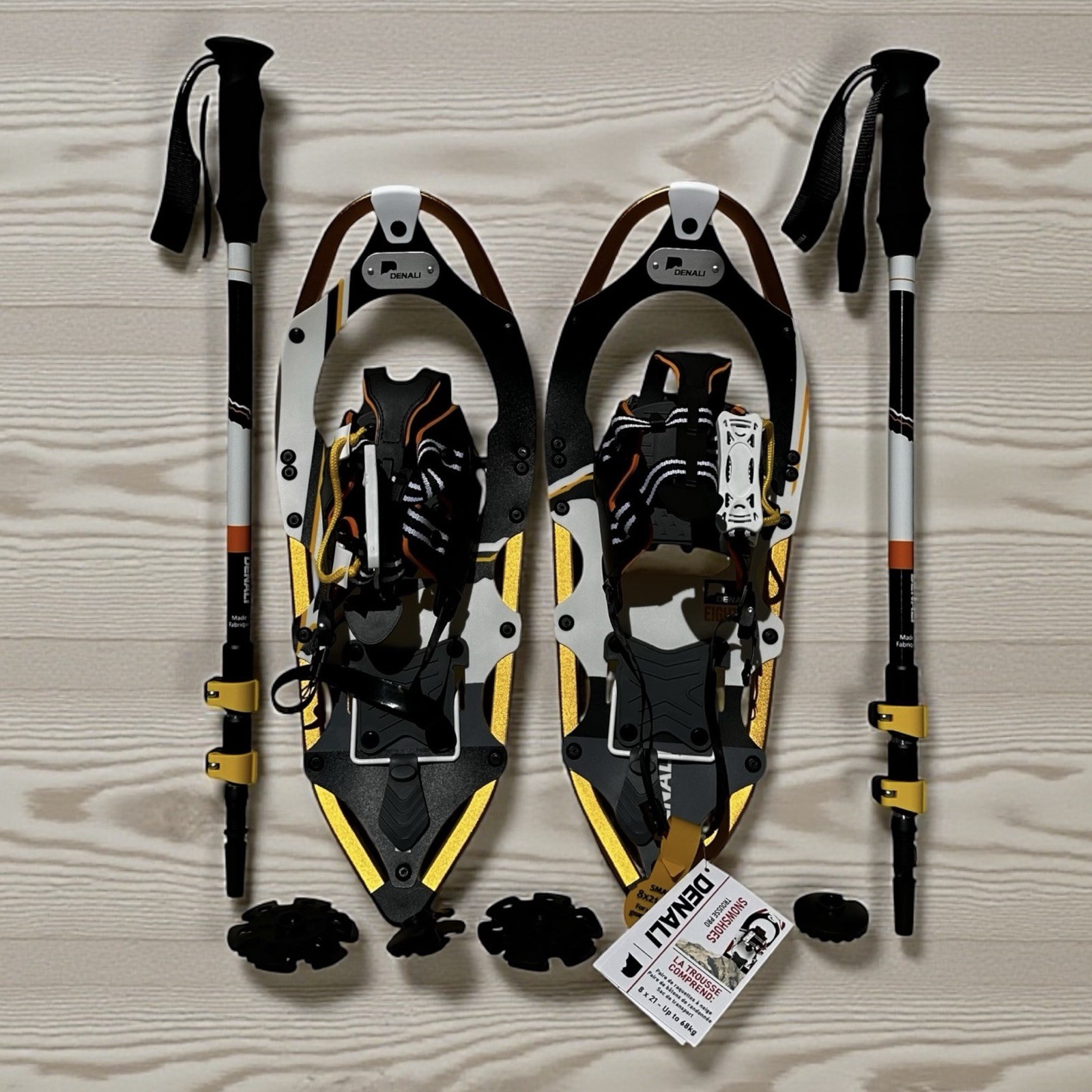 Denali Pro Snowshoes 8x21 Winter Hiking Kit w/ Poles & Carry Bag – 150 lb Rated