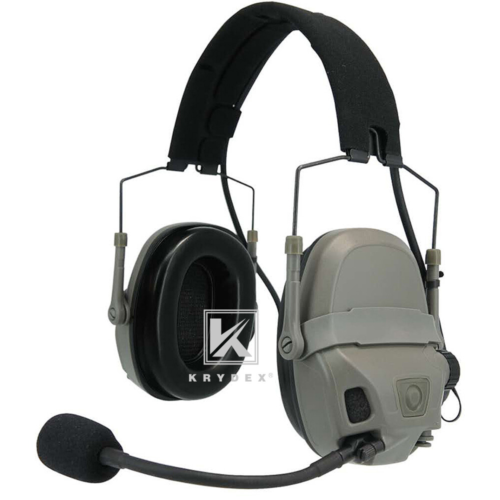 KRYDEX FCS AMP Tactical Headset Pickup Noise Reduction Earmuf fo Shooting Helmet