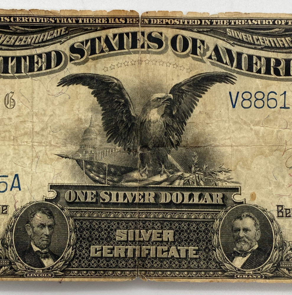 1899 $1 Silver Dollar Banknote — “Black Eagle Note.” - Good Condition