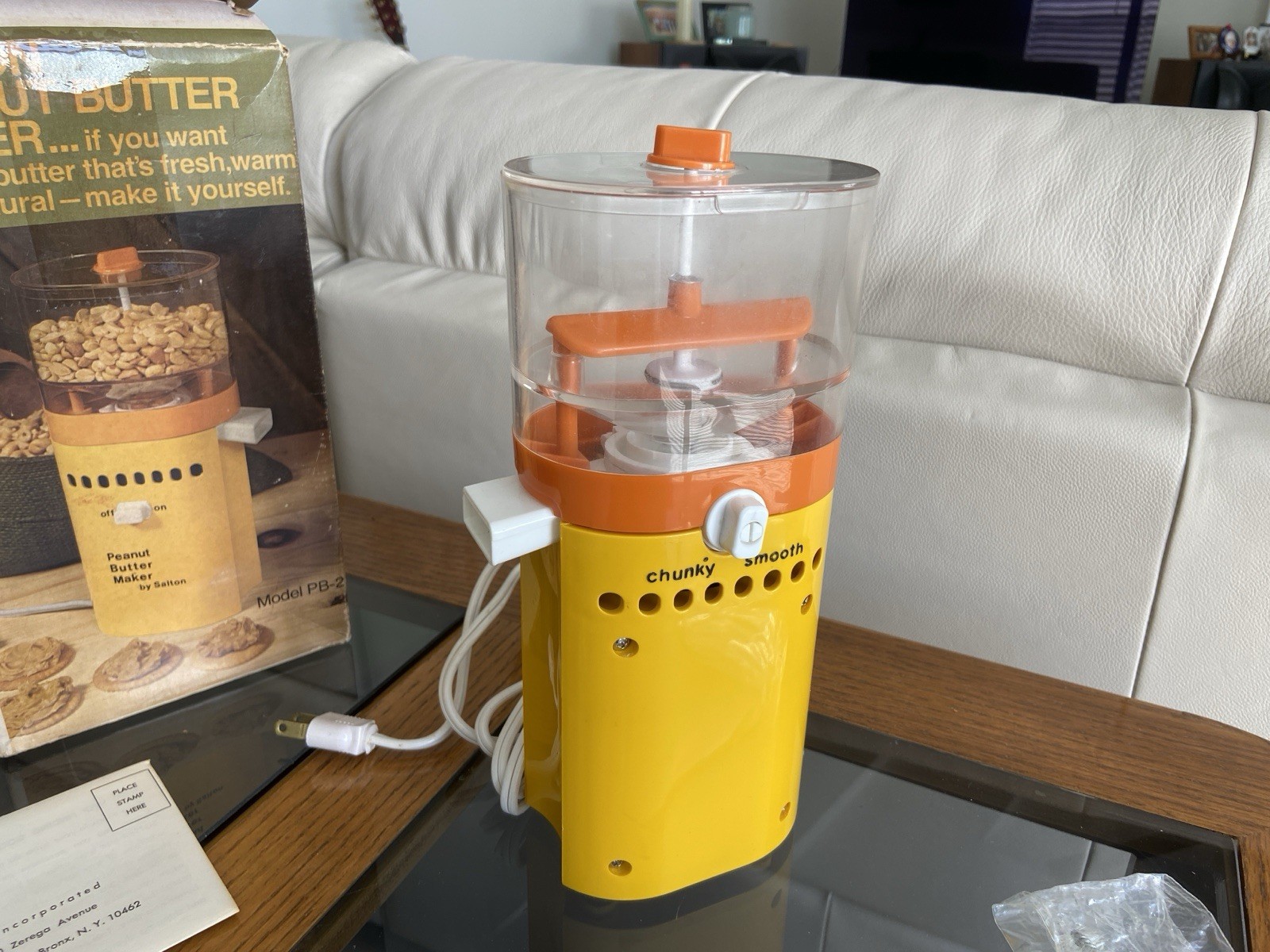 Salton Peanut Butter Maker 1970's Nostalgic Vintage Kitchen Model PB-2 Yellow