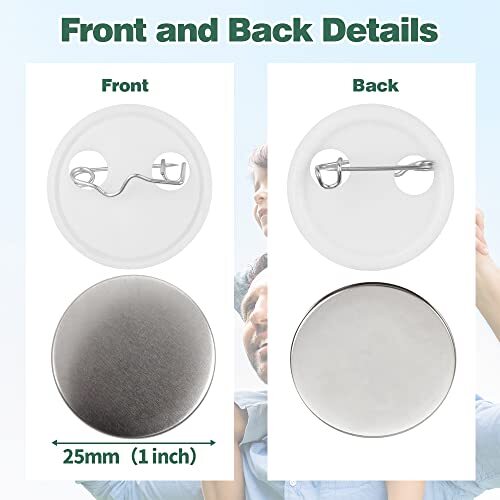 300 Sets 25mm/1 inch Button Supplies Button Parts for Button Maker Machine 25...