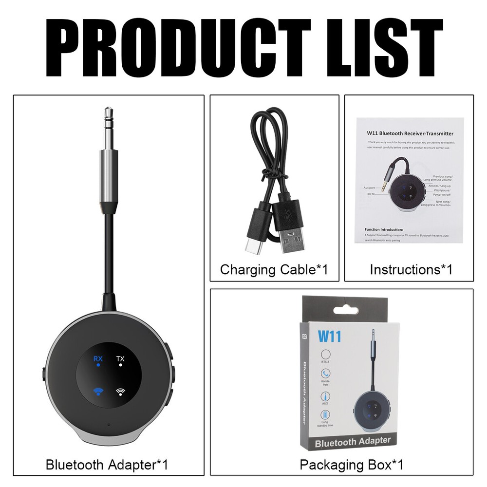 Bluetooth 5.3 Wireless Transmitter Receiver Car FM Aux Audio Adapter 3.5mm Jack