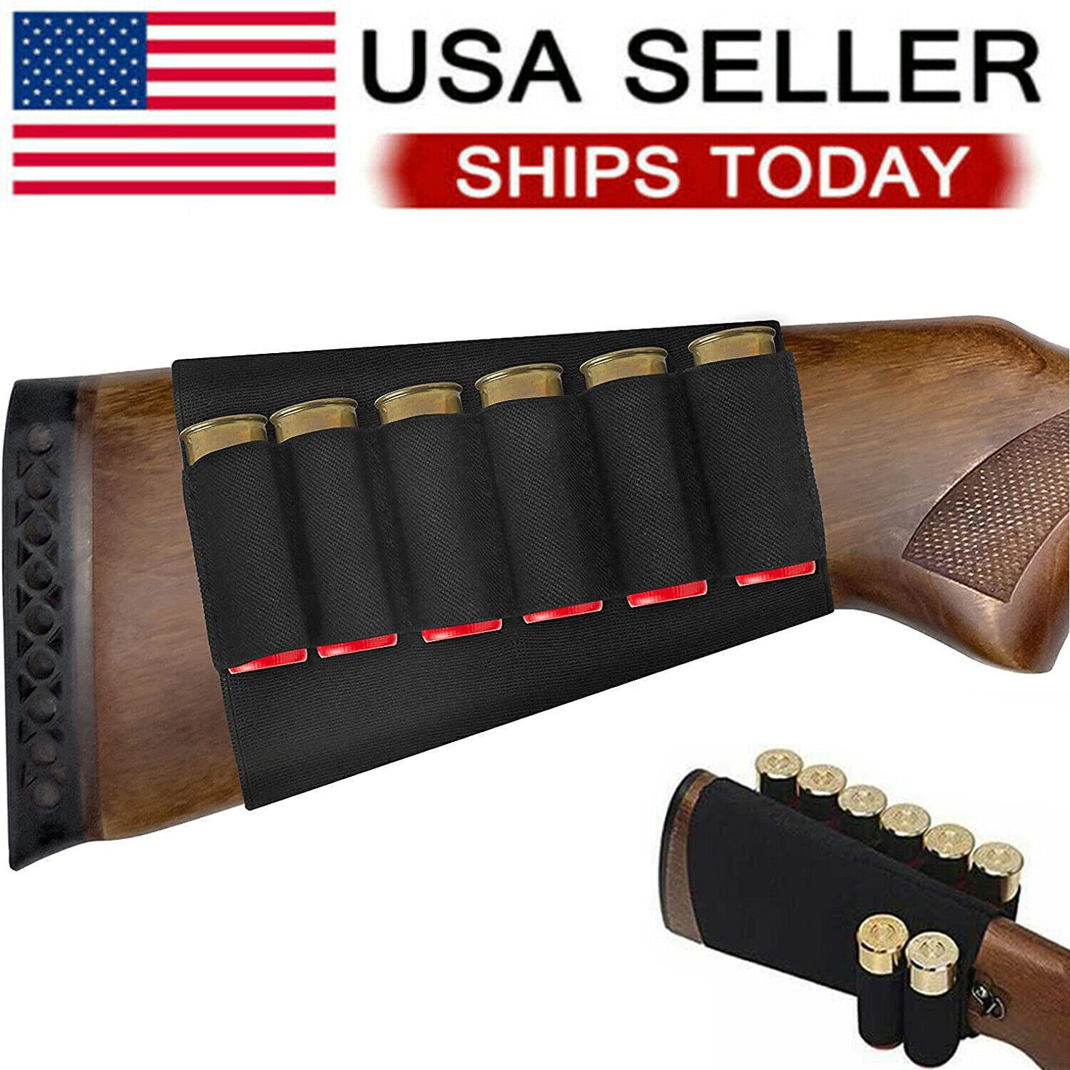 8 Round Shotgun Buttstock Shell Holder Ammo Tactical Holster for 12 or 20 Gauge