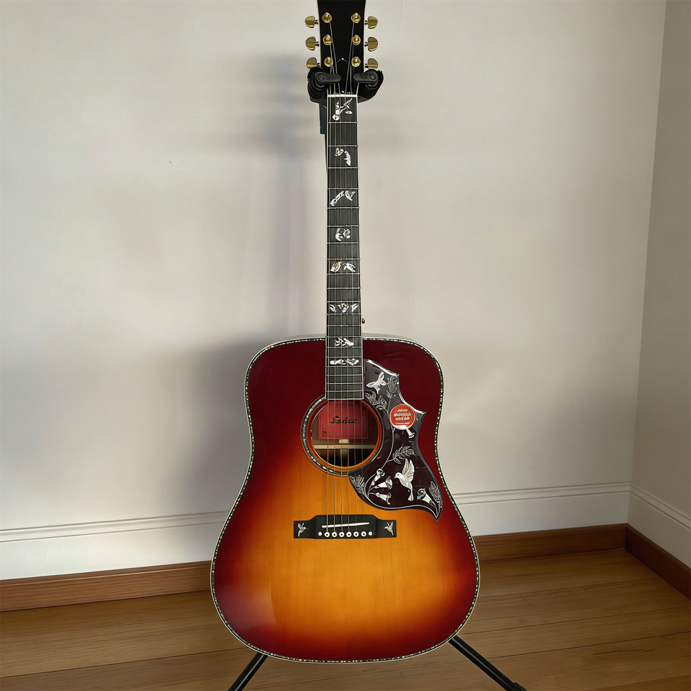 Acoustic Electric guitar Solid spruce top 6 String Mahogany Body Bone Nut