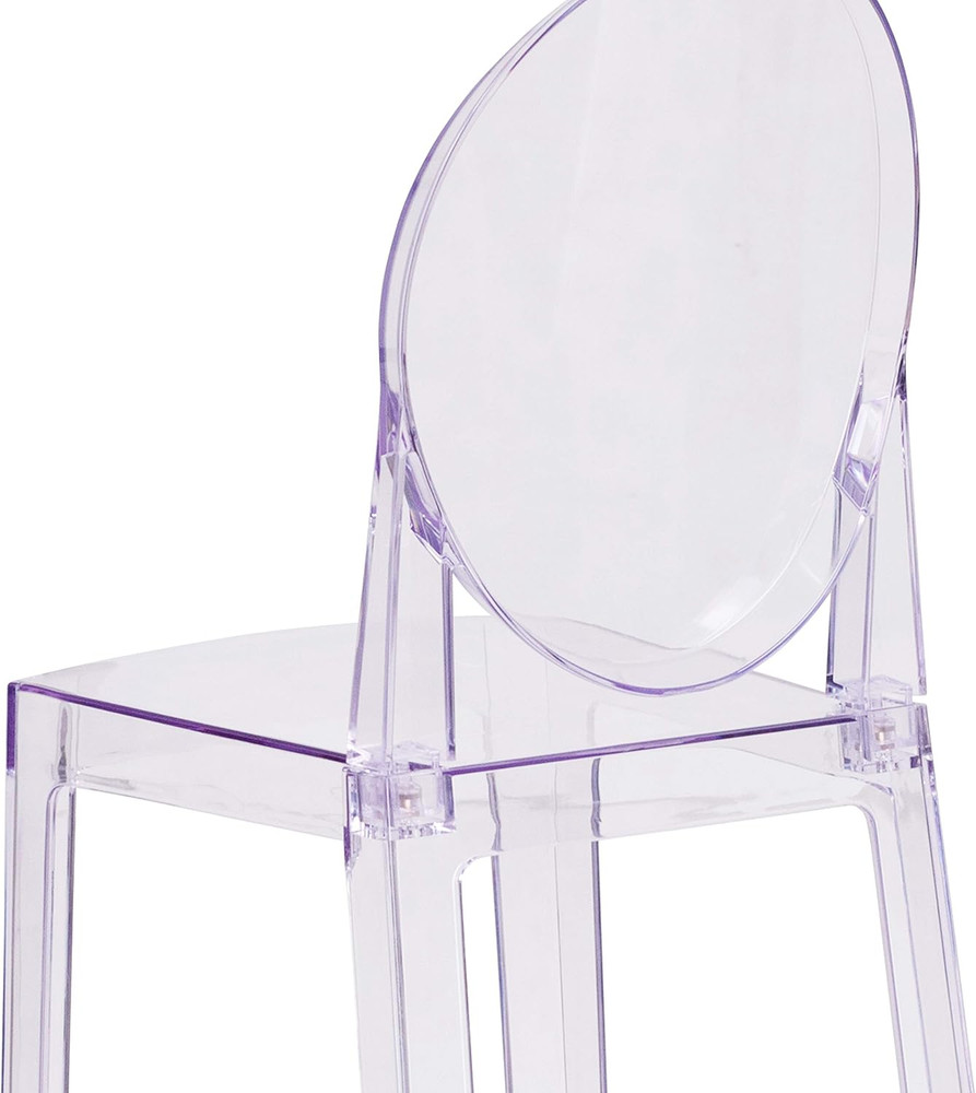 Transparent Crystal Ghost Barstool with Elegant Oval Back Design