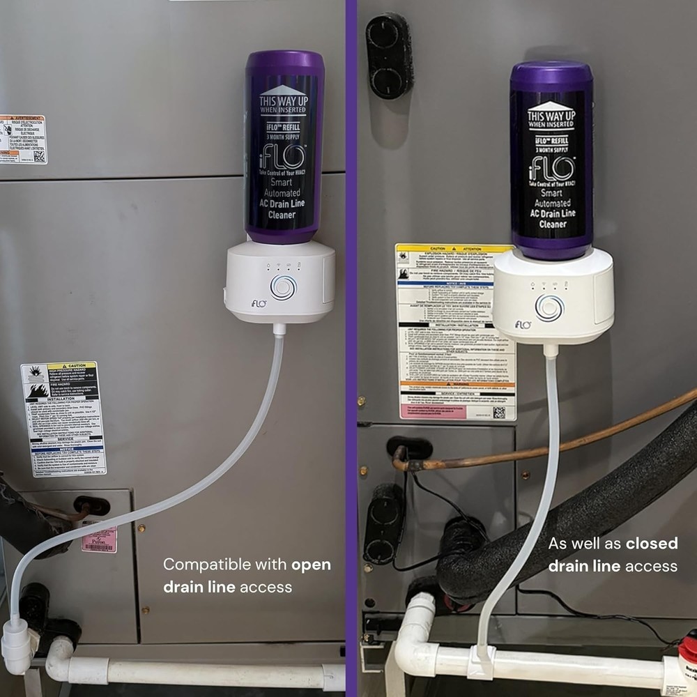 iFLO Smart Automatic HVAC Drain Cleaner - App-Controlled with 36 oz Solution