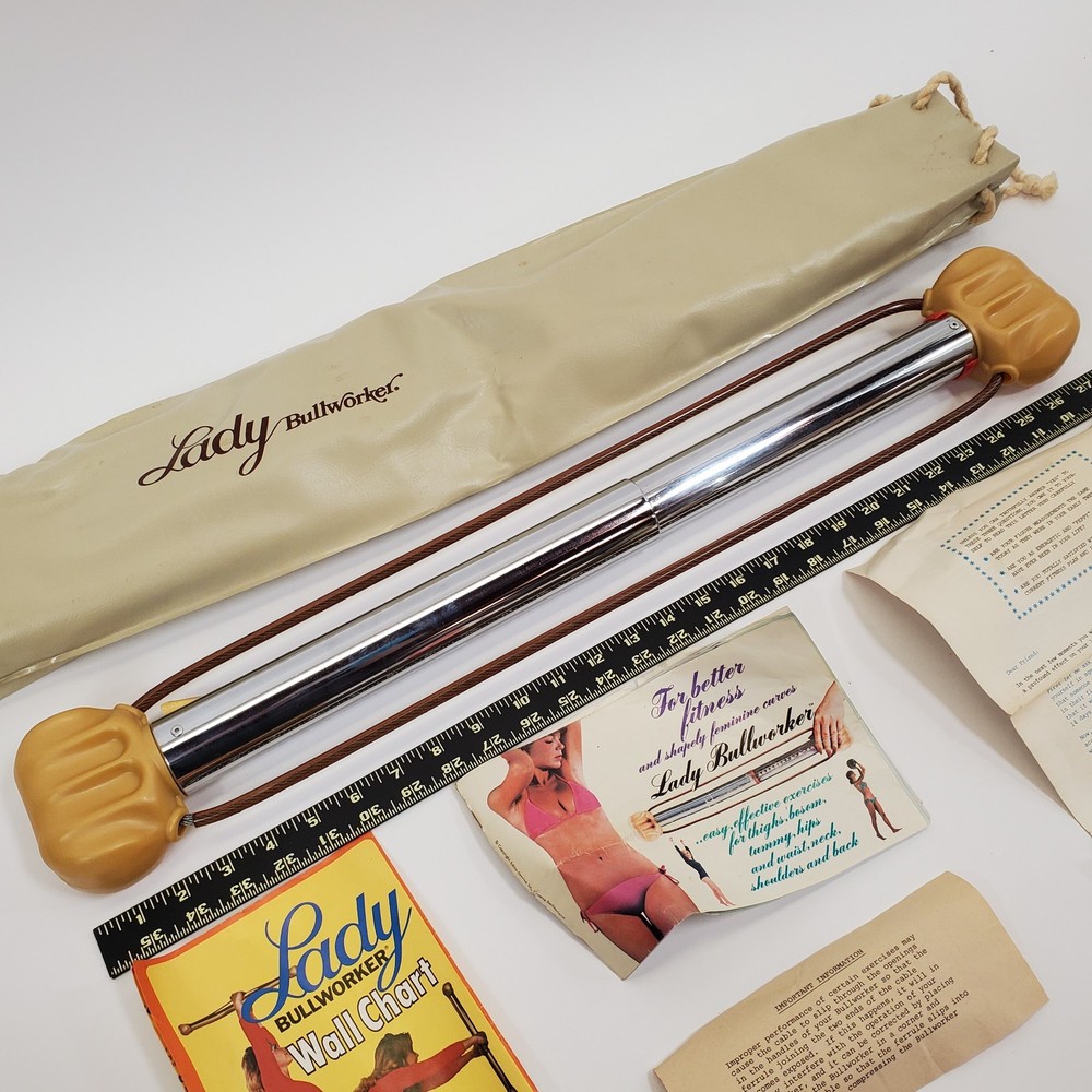 Vintage 70s Lady Bullworker Isometric Exercise Kit Complete w Case Chart Book