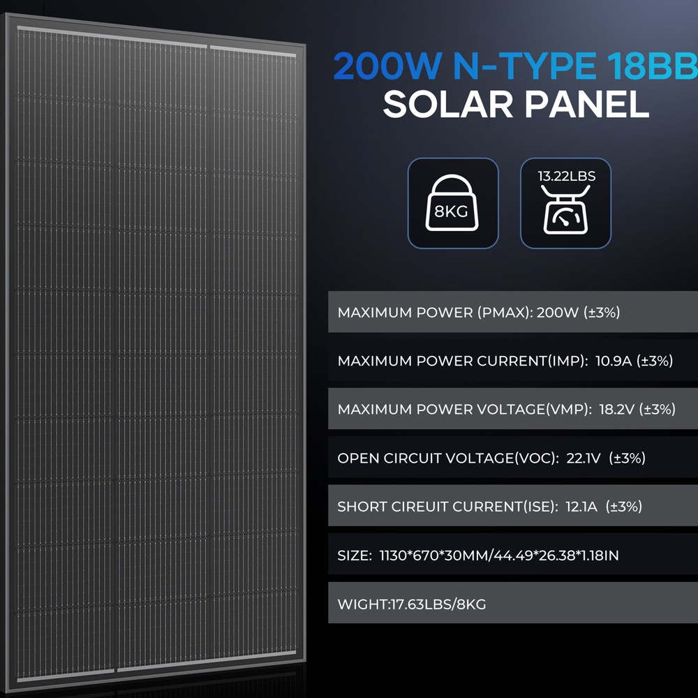 4PCS 200W Solar Panel