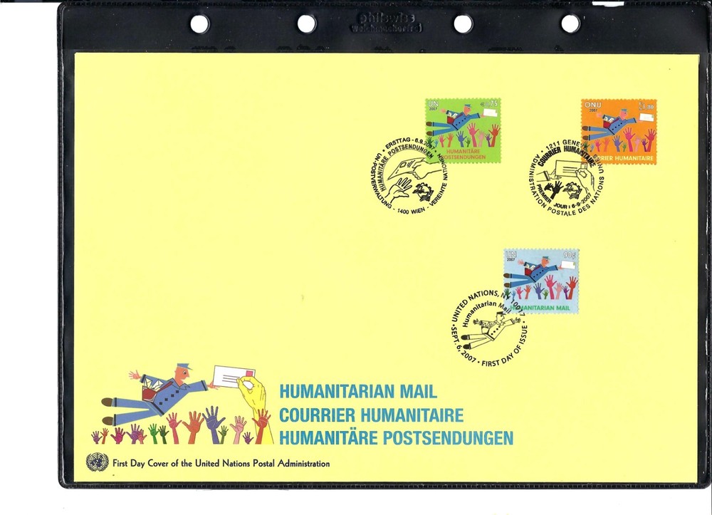 2007 Humanitarian Mail - Large FDC - All 3 Offices - UNPA Cachet
