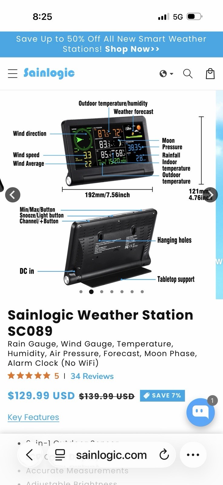 Sainlogic SC089 Wireless Weather Station New Open Box