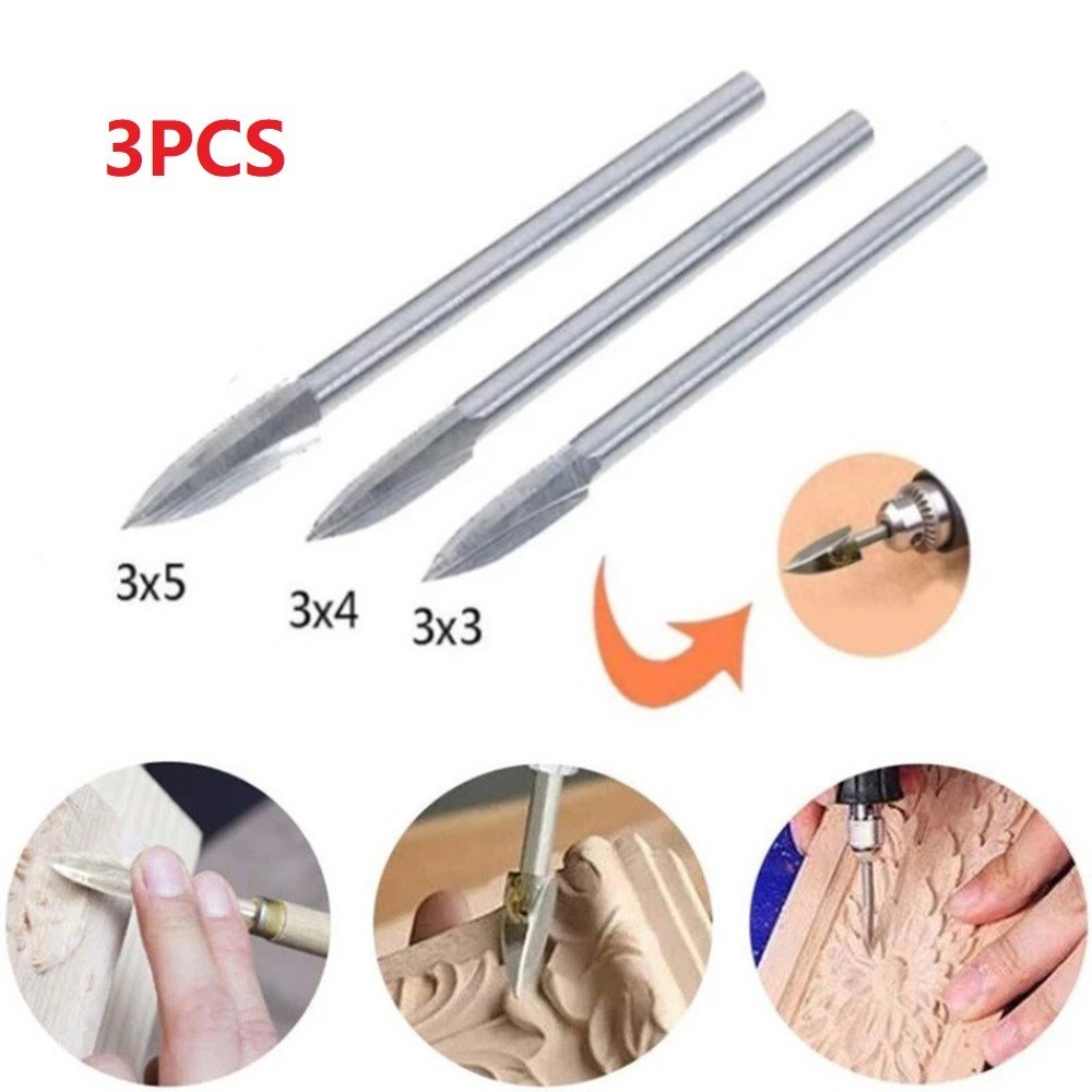 Accessories Wood Carving Tool Drill Bit 3PCS Drill Bit Set Grinding Tool
