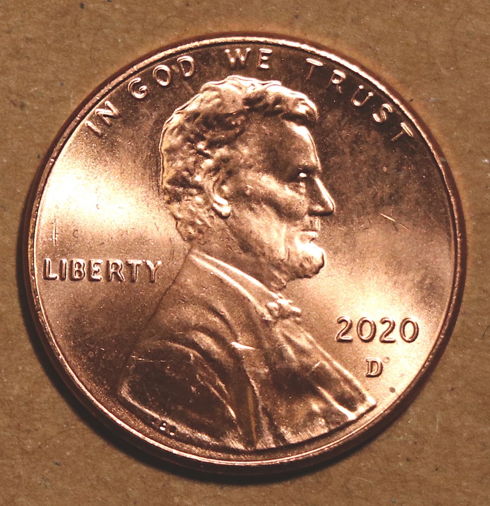 2020 D Lincoln Shield cents BU