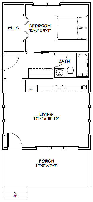 18x30 Tiny House -- 540 sq ft -- PDF Floor Plan - Model 5