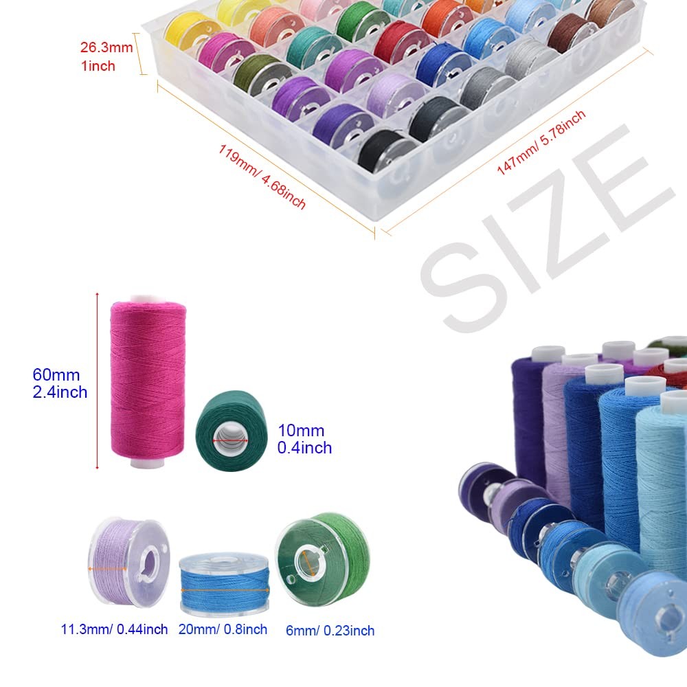 72Pcs Bobbins Sewing Threads Kit, 36 Colors 400 Yards per Polyester Thread Sp...