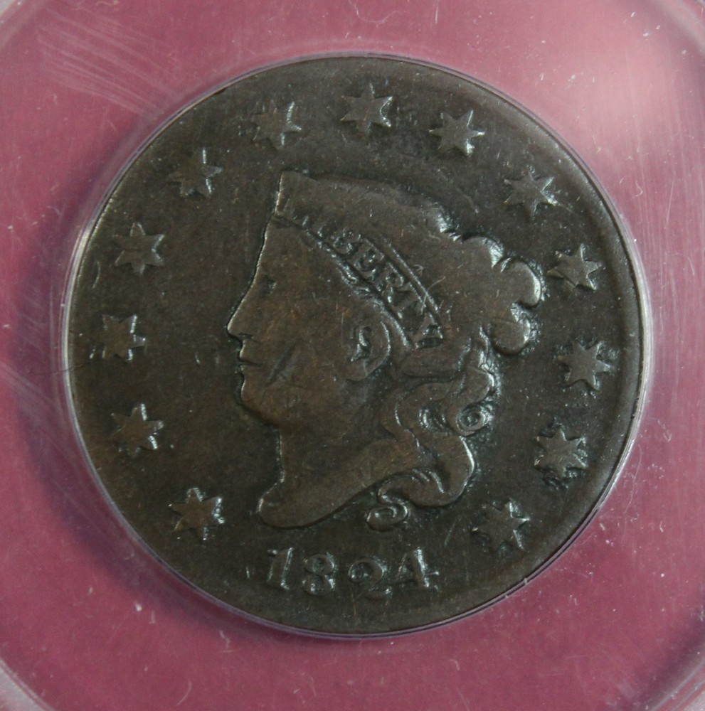1824 LARGE CENT ANACS G6