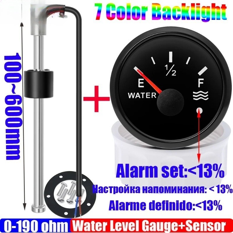 0-190 Ohm Water Float Sensor + Water Level Indicator Water Tank Meter,