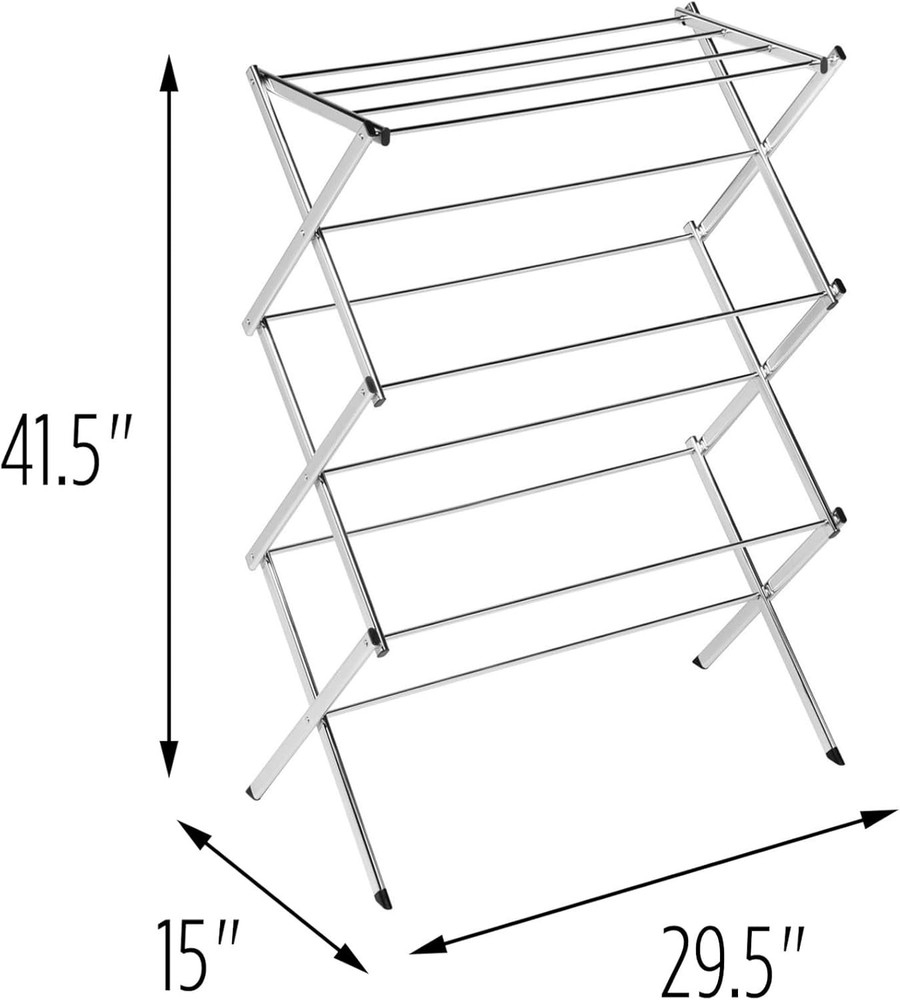 Folding Chrome Drying Rack - 24FT Space, Stylish Design for Efficient Air Drying