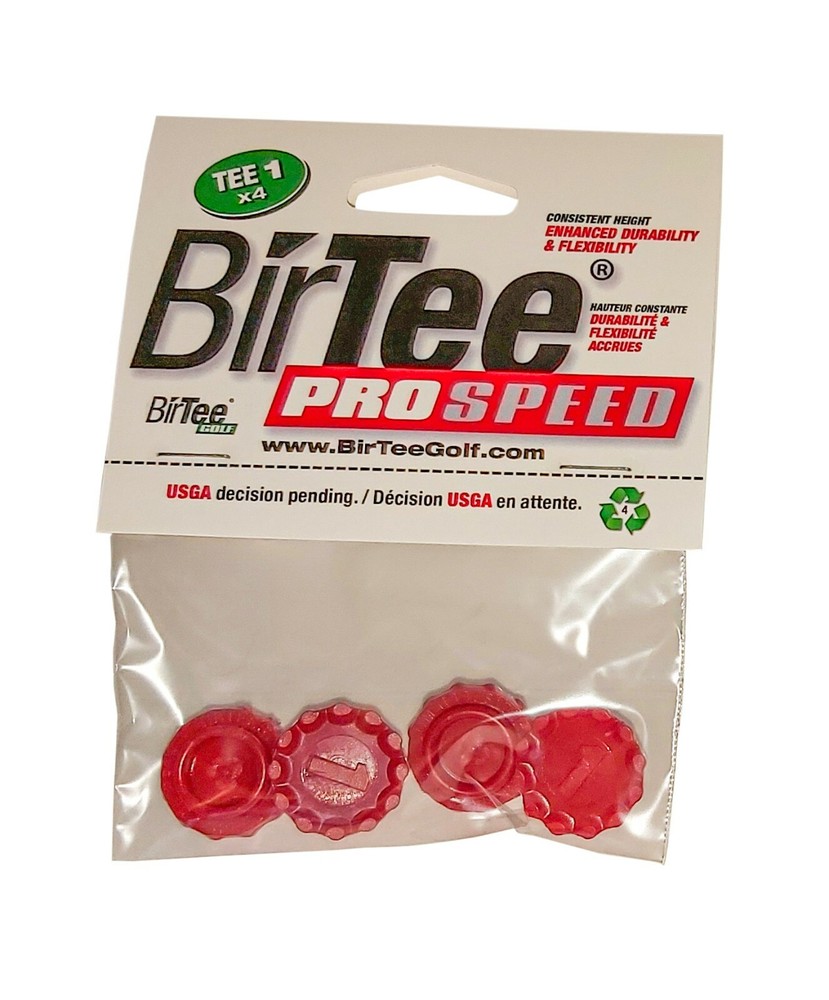 BirTee Pro Golf Tees - Size #1 (1/4") - 4 Tees Per Pack - For Winter/Simulators
