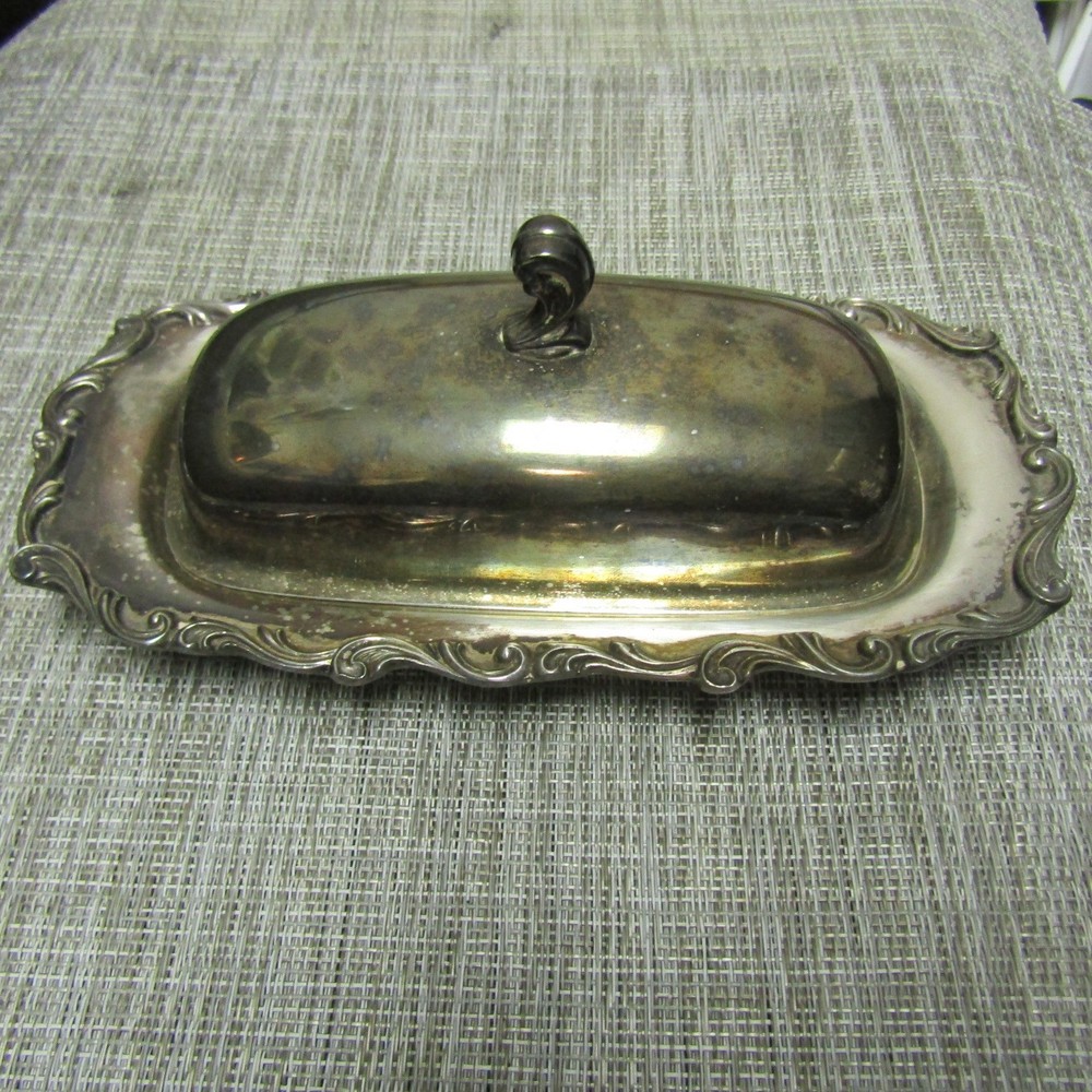 SILVER PLATED BUTTER DISH, 9", PLEASE READ!! A42