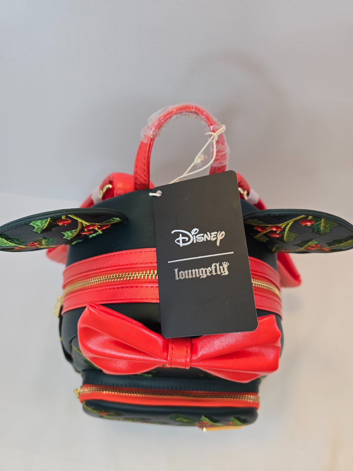 Loungefly Disney Minnie Mouse Holiday Holly Ears Mini Backpack- Mistletoe