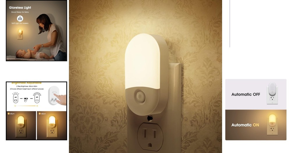 Adjustable Brightness LED Night Lights [2 Pack] - Energy Efficient & Reliable