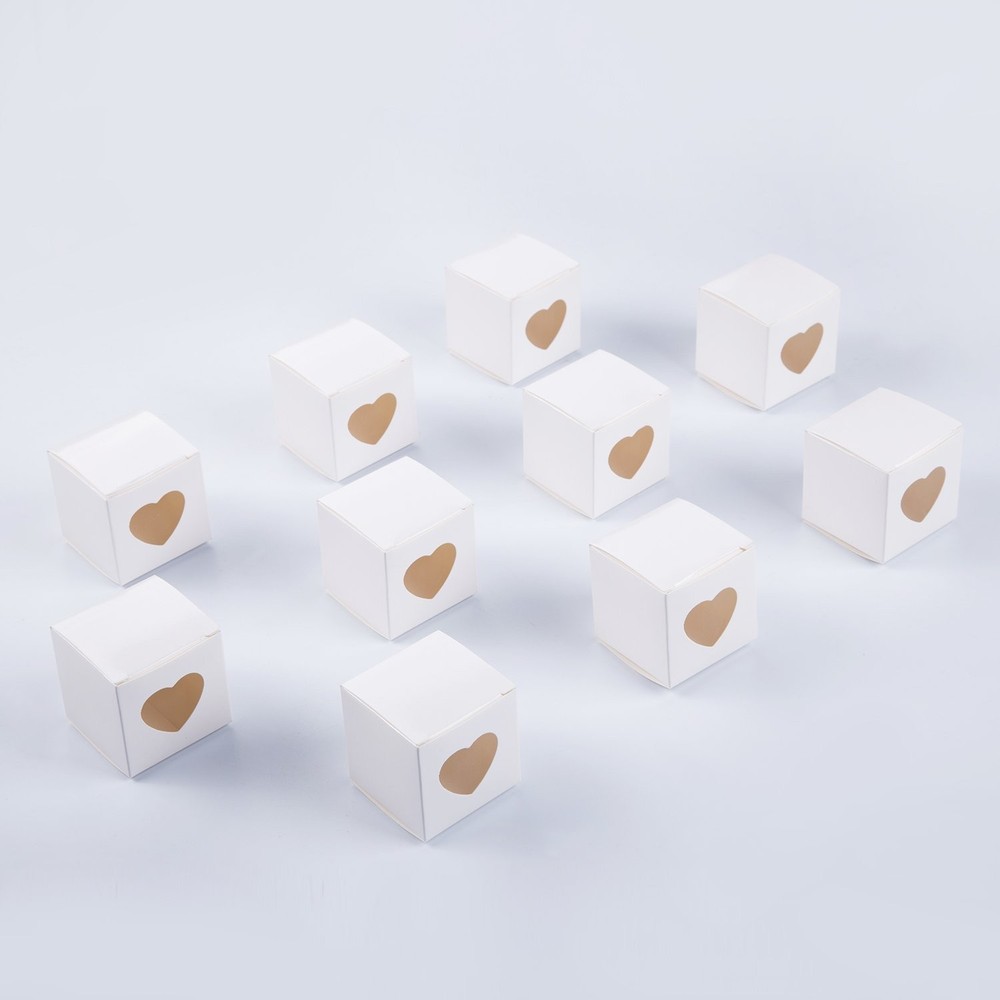 Mini Size White Gift Boxes 2x2x2 inch with Clear Plastic Window for Candy Tre...