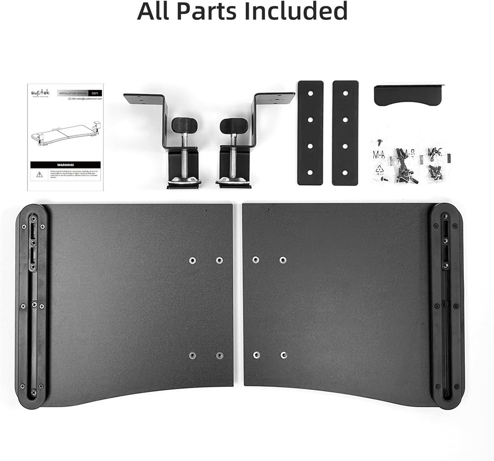 Suptek Small Keyboard Tray under Desk Pull Out with C Clamp Mount, Computer Keyb