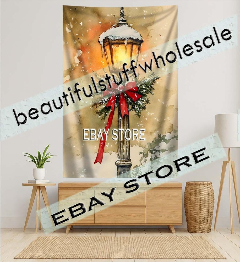 Lantern Post Tapestry Rustic Winter Wall Decor wall hanging 59X82 in
