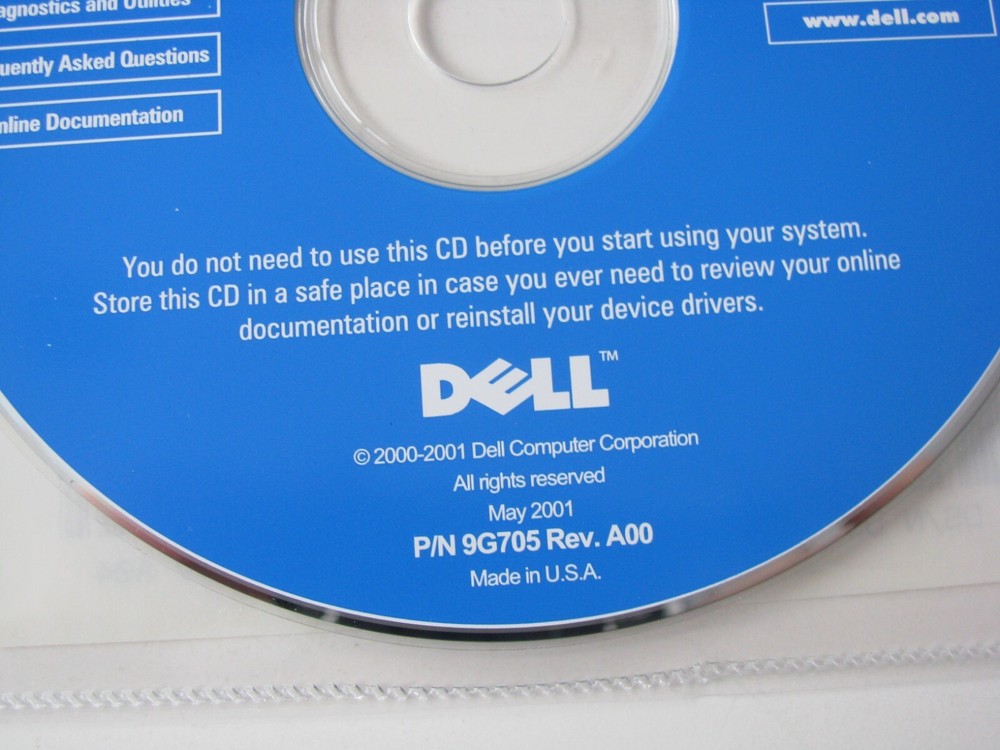 2001 Dell Dimension Resource CD for Reinstalling Computer Software CD NO LICENSE