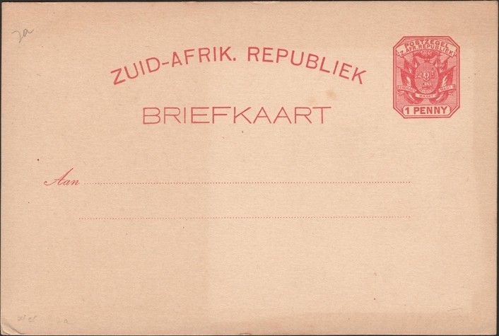 TRANSVAAL, 1894. Post Card H&G 2a, Mint