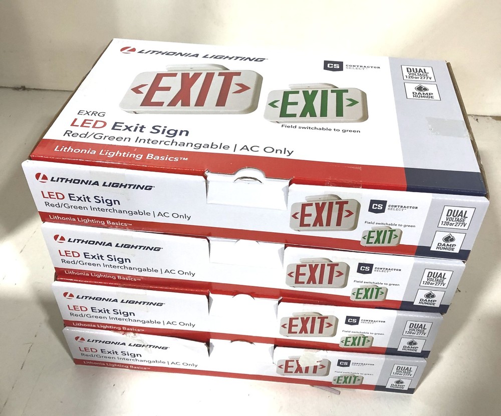 4PK Lithonia Lighting Contractor Select Integrated LED White Exit Sign New