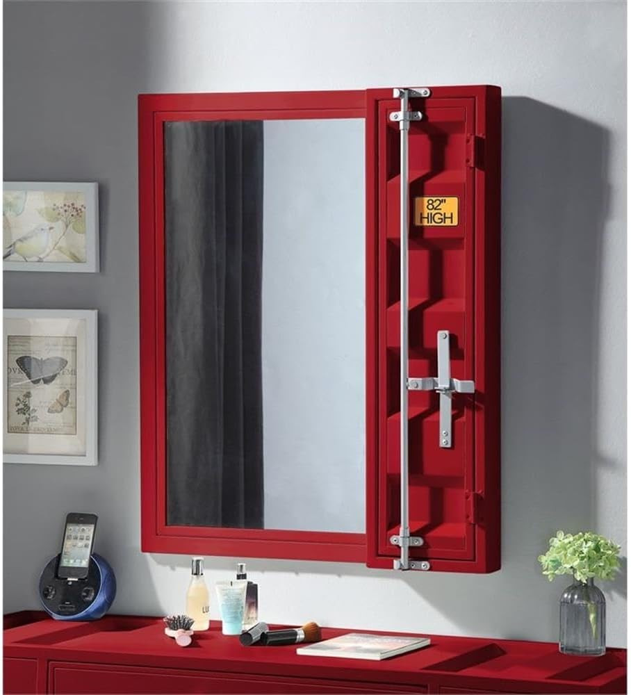 Stylish Red Cargo Vanity Mirror for Glamorous Touch-ups