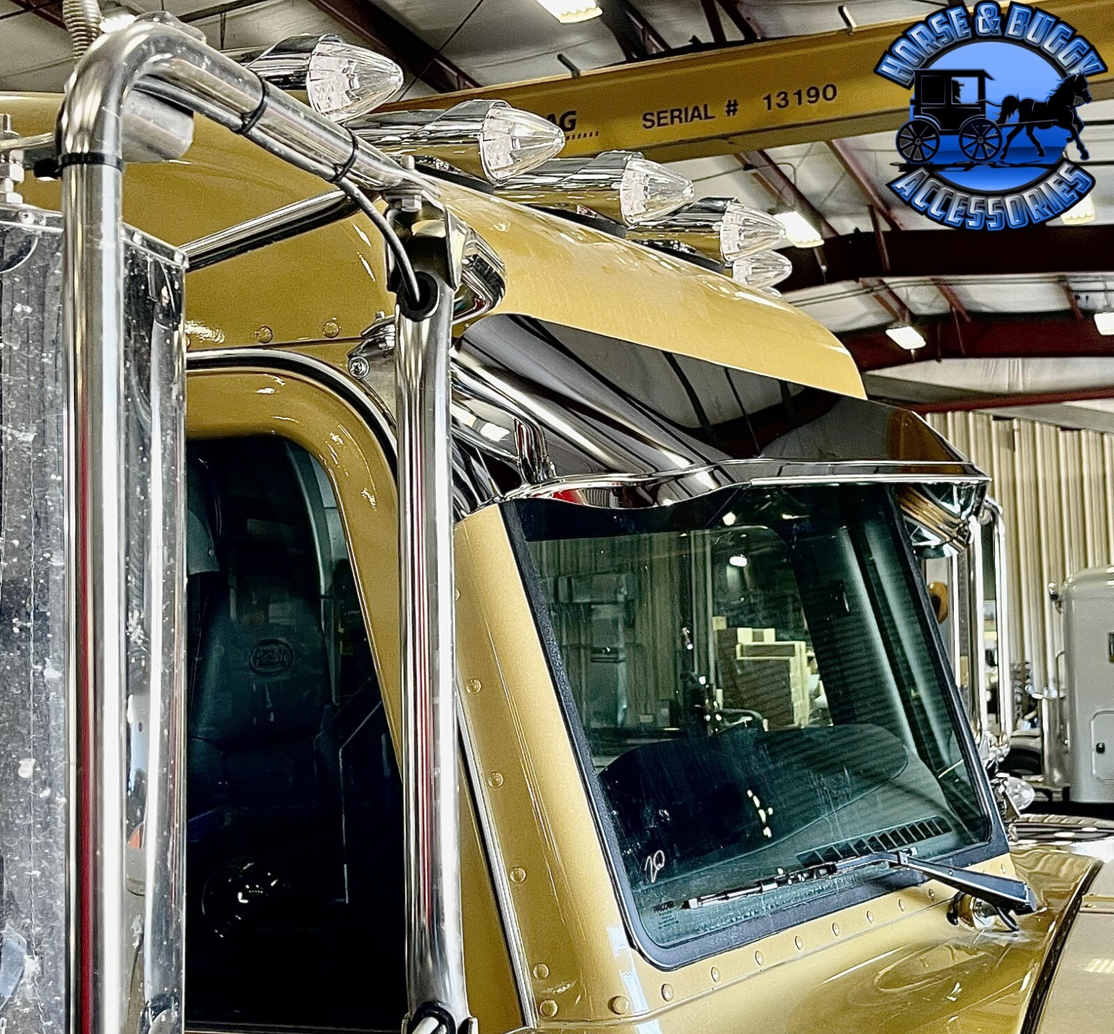 Rollin low "timeless" 9"x5" Peterbilt visor reverse bowtie 304 stainless nu-1053