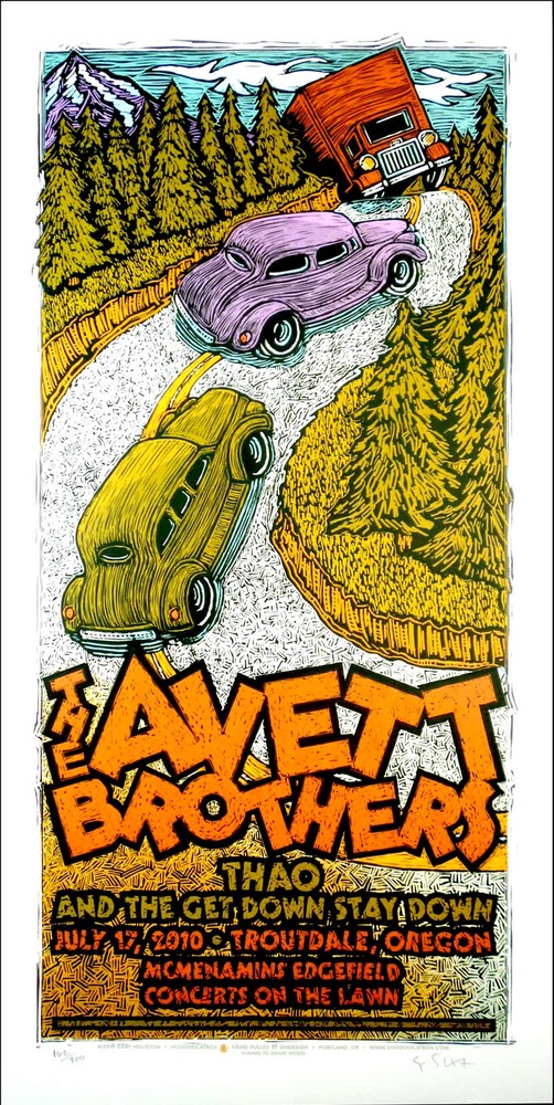 Avett Brothers Concert Poster Original Signed Silkscreen by Gary Houston 2010
