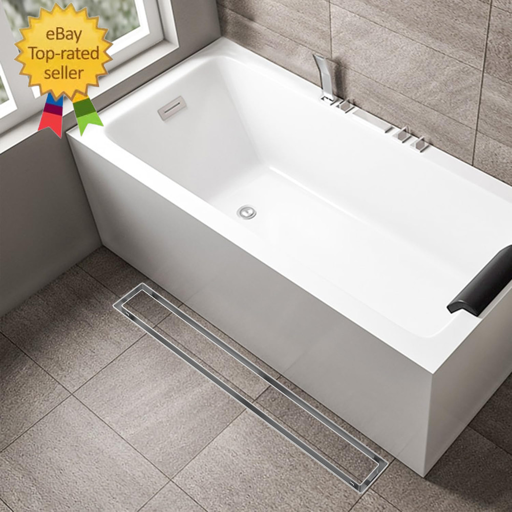 Linear Shower Drain 30 Inch Brushed Nickel withTile Insert Grate Rectangle Floor