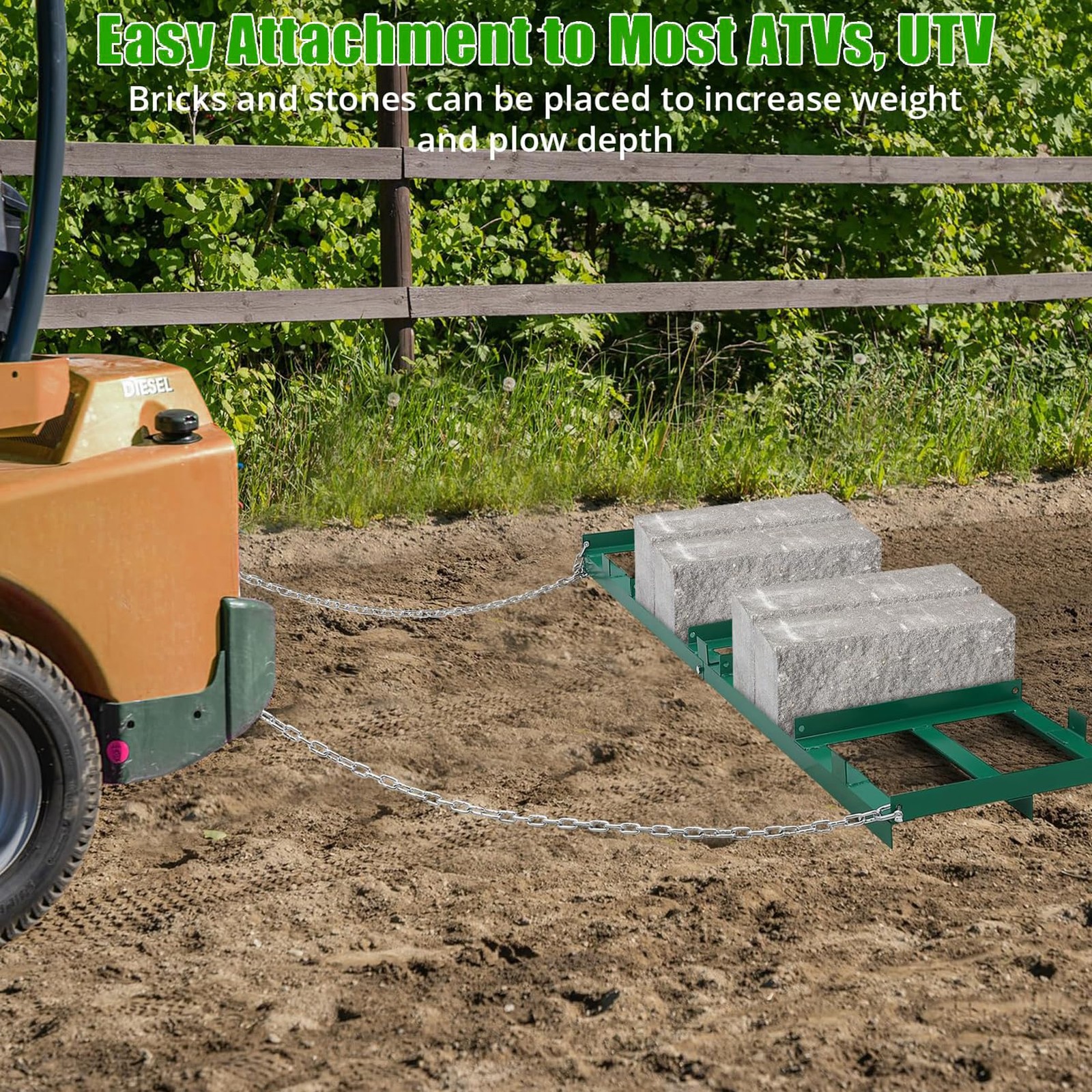 8 FT Drag Harrow Driveway Grader Heavy Duty Tow Behind Lawn Rake for ATV, UTV