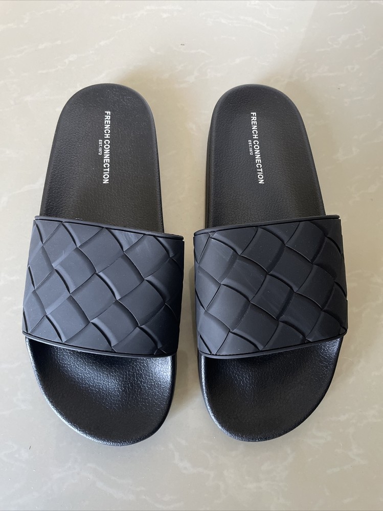 French Connection Ryan Pool Slides Black Men Size 45