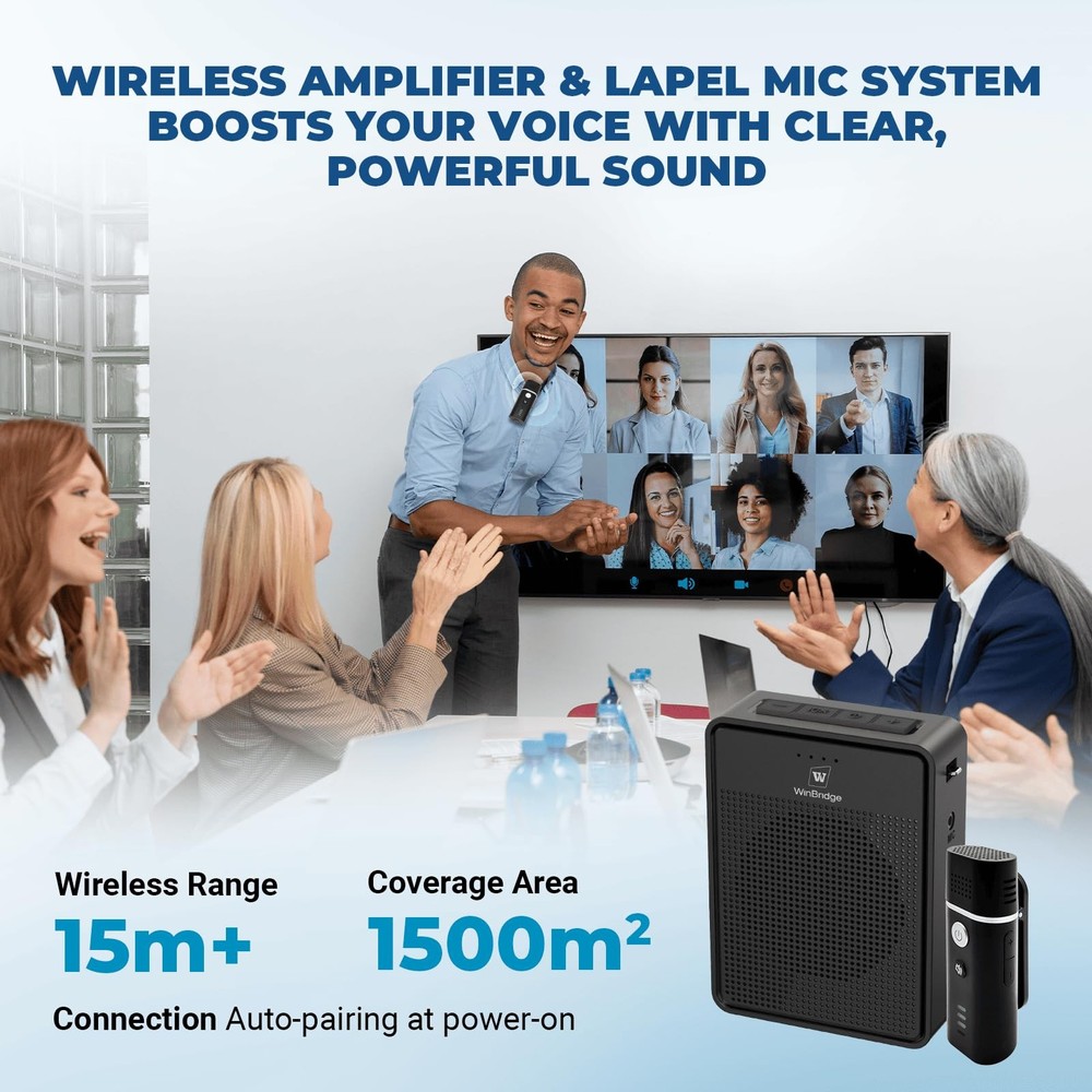 Wireless Voice Amplifier with Bluetooth Lavalier Microphone, Professional Noi...