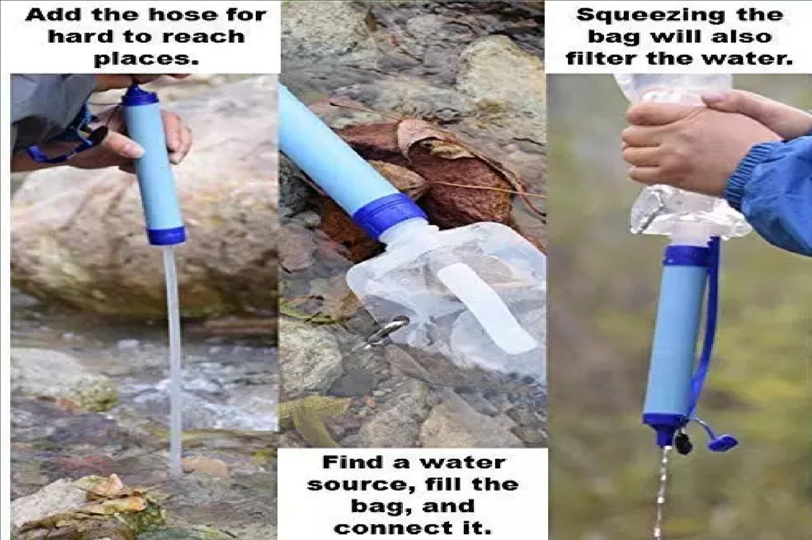 6 PC Personal Portable Water Filter Straw Filtration Purifier Outdoor Survival