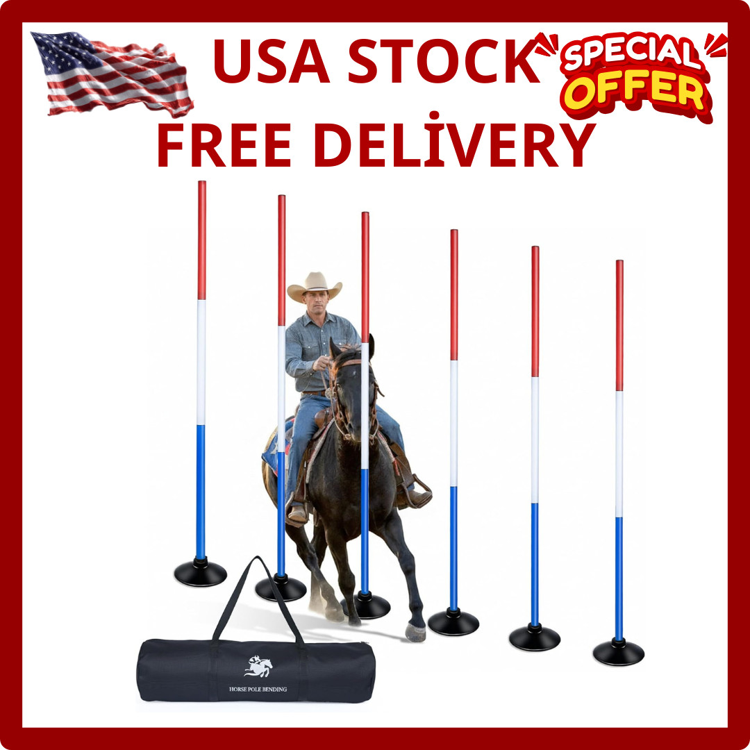 6 Pcs 6FT Pole Bending Poles for Horses, Adjustable With weighted base