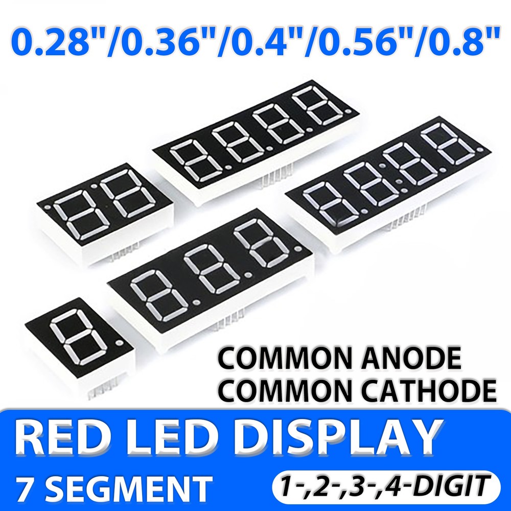 0.28/0.36/0.4/0.56/0.8" Red led Display 7 Segment Common Cathode/Anode 1-4 Digit