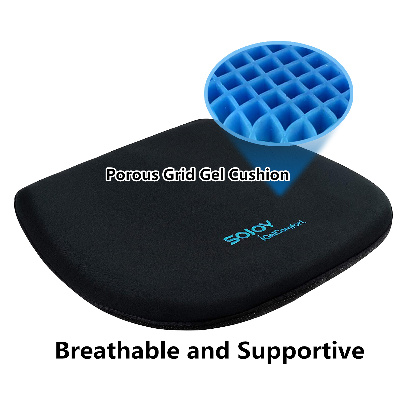 Sojoy All Gel Seat Cushion Coccyx Orthopedic Pad for Car Seat Home/Office Chair