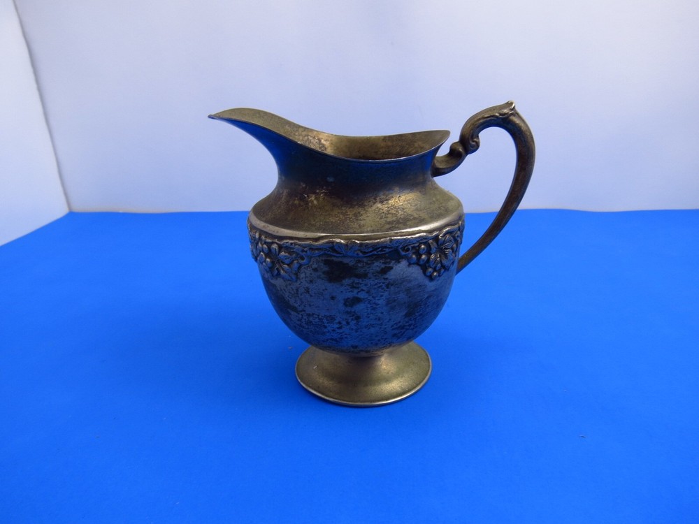 Vintage Silverplate 5 Inch Pitcher Creamer Sheffield Grapevine
