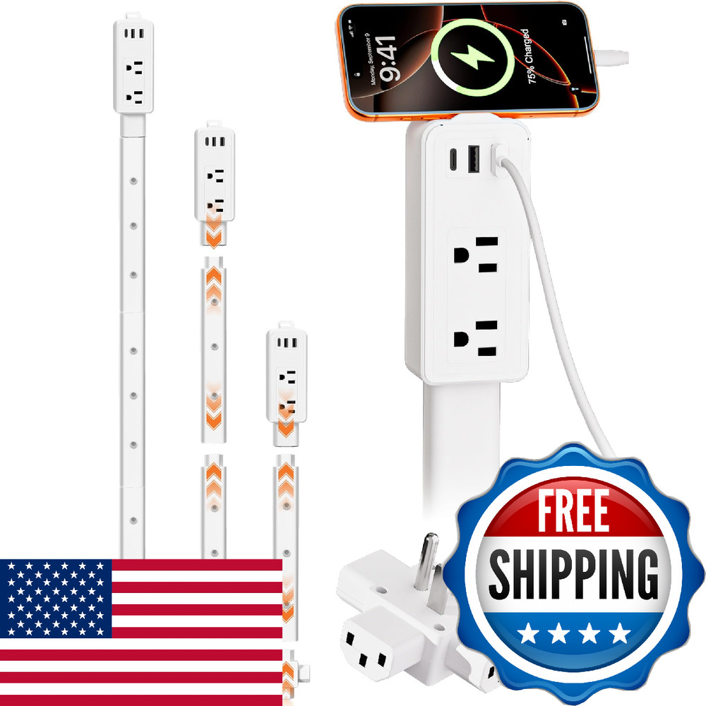 Electrical Outlet Extender Stick Features 2 USB-A, USB-C and 2 AC Outlets, Exten