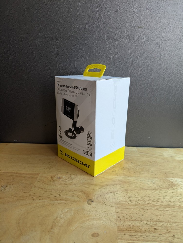 Scosche FM Transmitter with USB Charger for Car Audio System