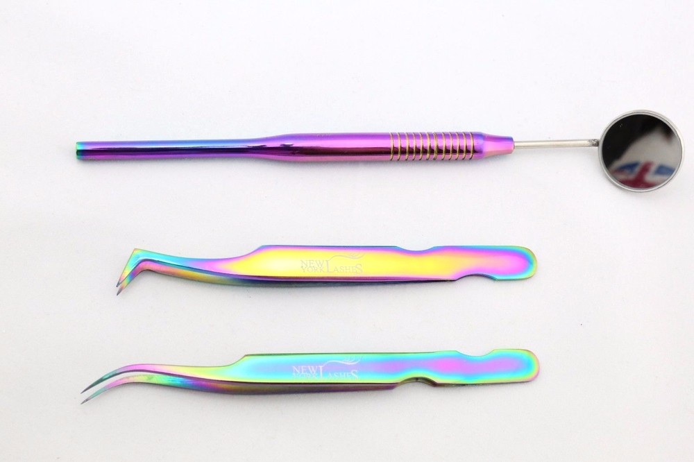 Eyelash Extensions Rainbow Multi-Color Tweezers