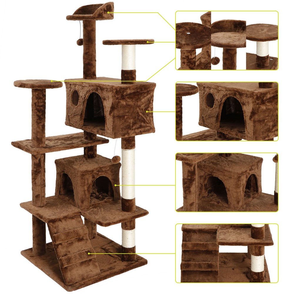53" Cat Tree Tower Multi Level Activity Center Large Playing House Condo Rest