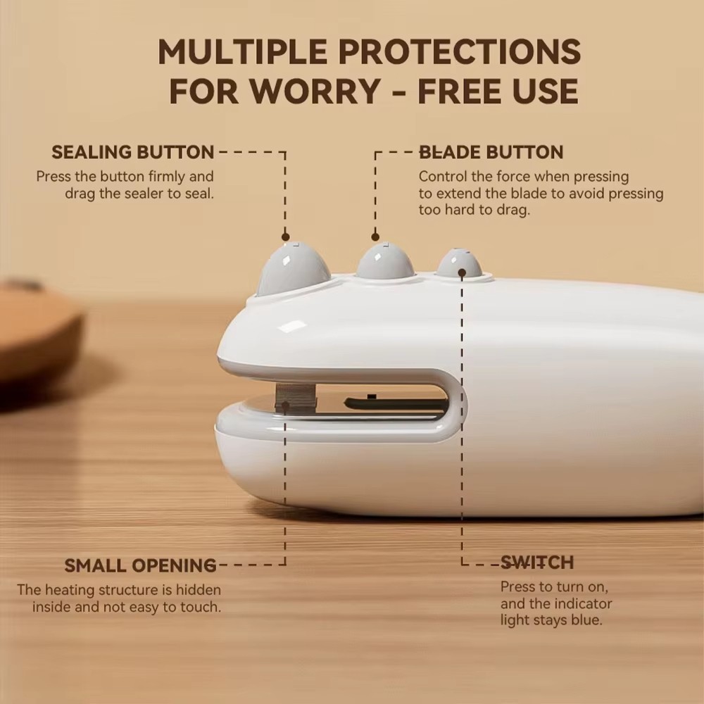 2 in 1 Chip Bag Sealer and Cutter Portable Handheld Snack Bag Sealing Machine