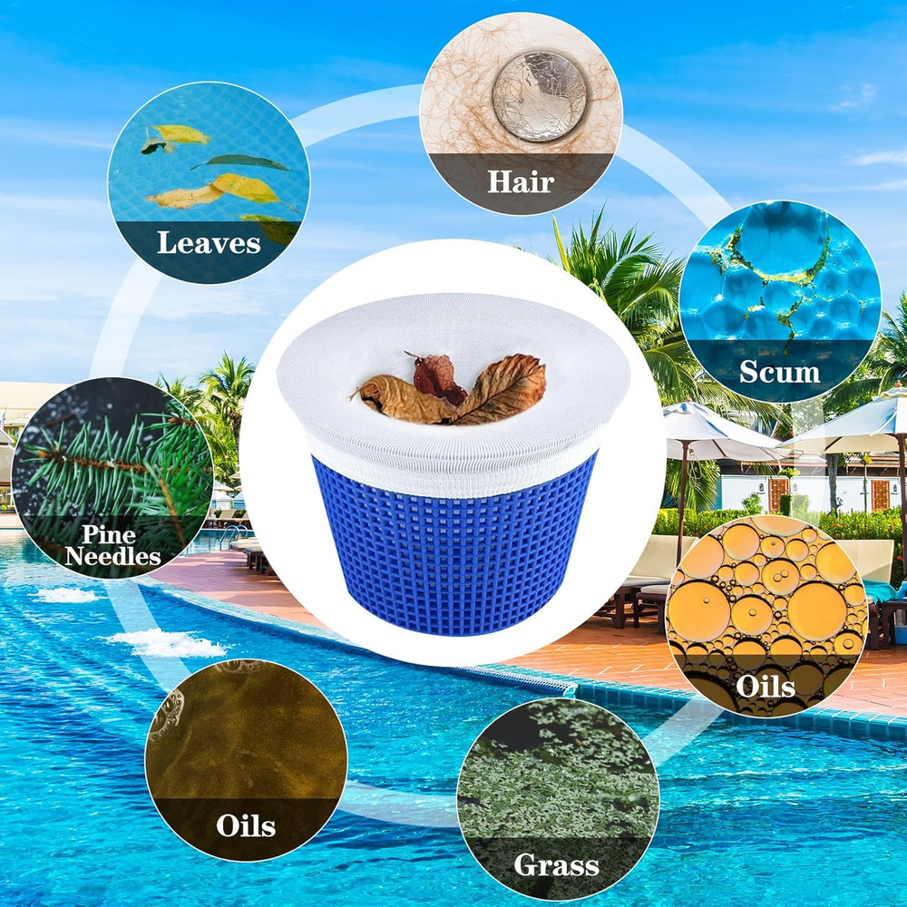 30 Pack Pool Skimmer Socks Reusable Filter Net Inground & Above Ground Pool